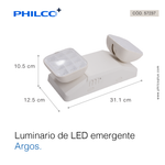 PHILCO LUMINARIO DE EMERGENCIA 2x1W 100-240V 6500K 250 LM 120 GRADOS CON BATERIA DE EMERGENCIA Y AUTONOMIA DE 3 HR